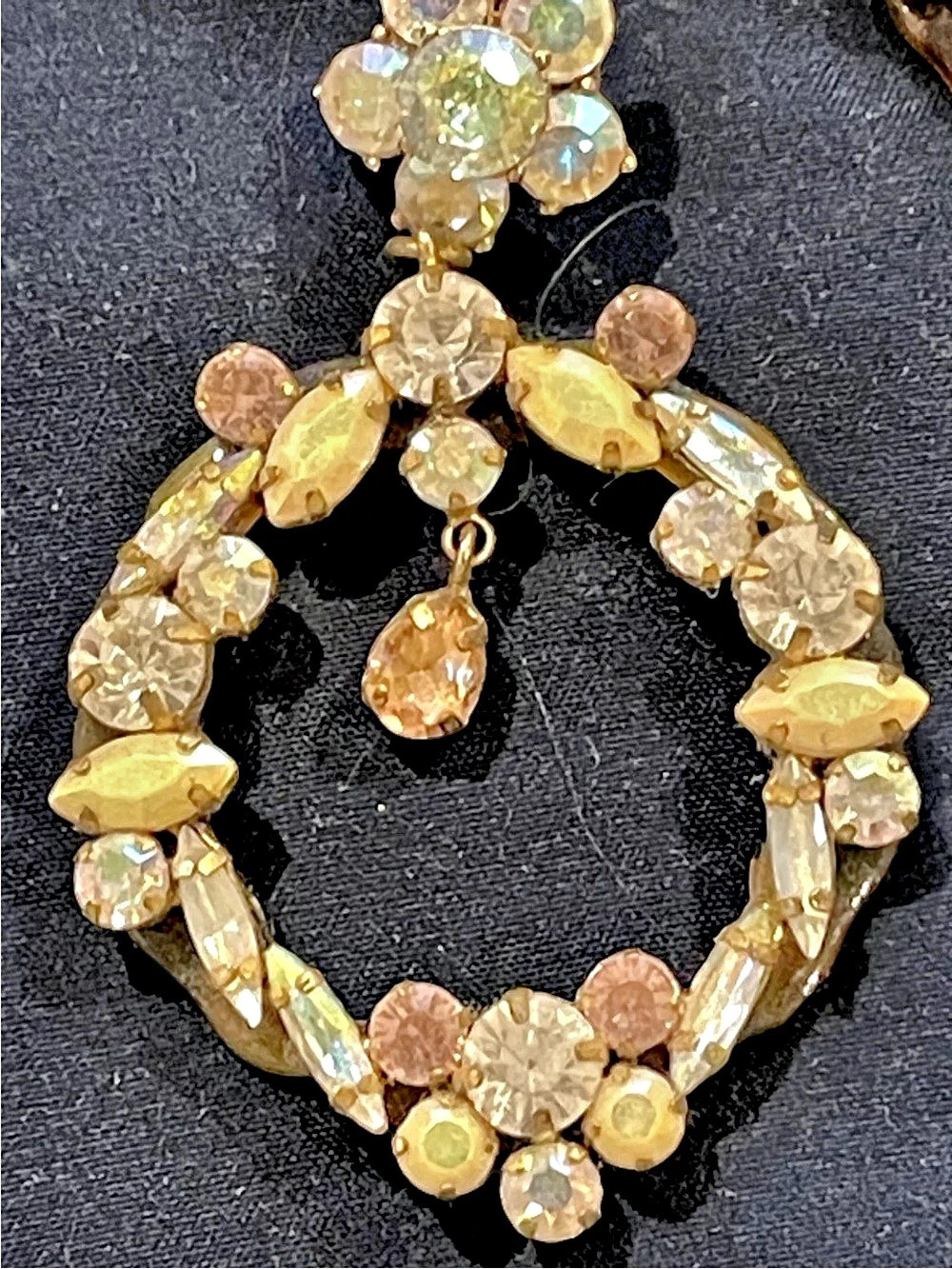 J.Crew Crystal and Tortoise Drop hoop Earrings wreath Rhinestones  Statement Ear